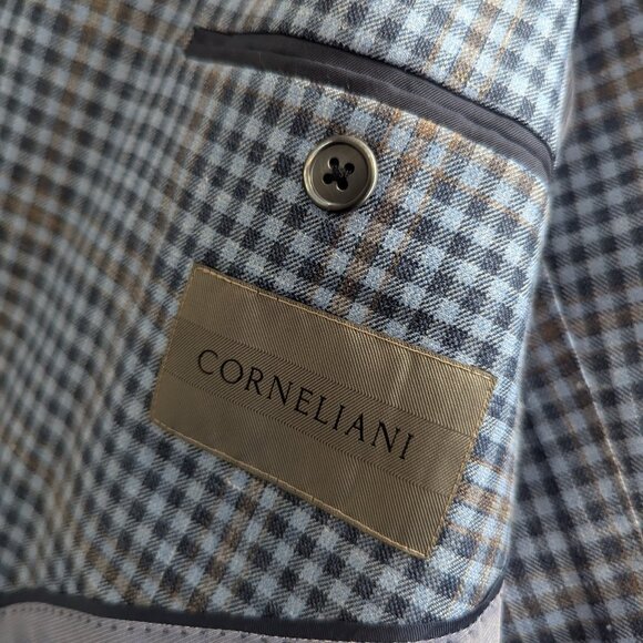 CORNELIANI - Light blue check jacket - Sz 60 - Picture 6 of 8